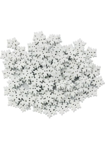 100PCS 2 Delik Ahşap Beyaz Kar Tanesi Düğmeleri Dikiş Scrapbooking 17MM Için (Yurt Dışından)