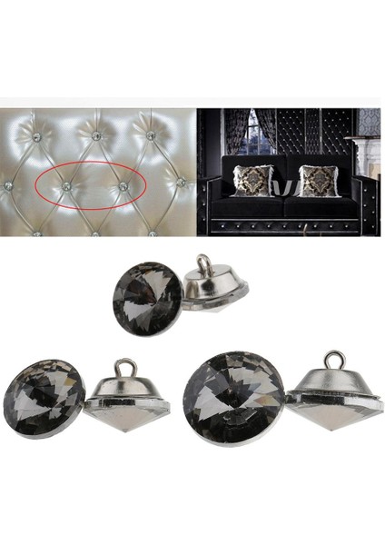 10X25 Parçalar Kanepe Başlık Döşeme Dekorasyonu Için Kristal Düğmeler 18MM Gri 10 Adet (Yurt Dışından)