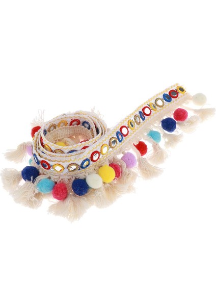 1 Yarda Renkli Ponpon Boncuklar Saçak Püsküller Örgü Jakard Şerit Kaplamalar 20MM Arcobaleno (Yurt Dışından)