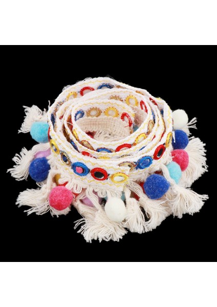 1 Yarda Renkli Ponpon Boncuklar Saçak Püsküller Örgü Jakard Şerit Kaplamalar 20MM Arcobaleno (Yurt Dışından)