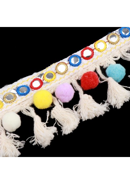 1 Yarda Renkli Ponpon Boncuklar Saçak Püsküller Örgü Jakard Şerit Kaplamalar 20MM Arcobaleno (Yurt Dışından)
