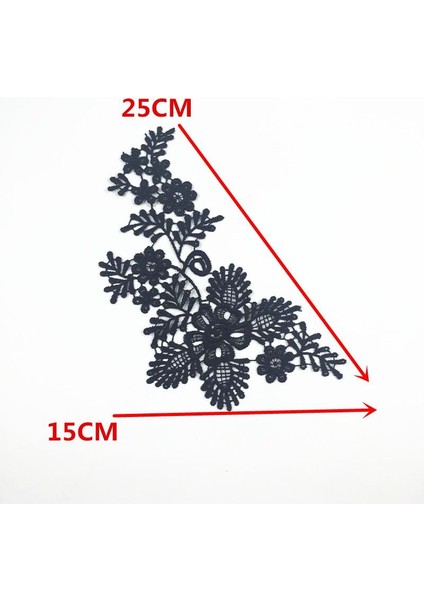 1 Çift Siyah Işlemeli Çiçek Dantel Yaka Yaka Kesme Aplike Diy - 1# (Yurt Dışından)