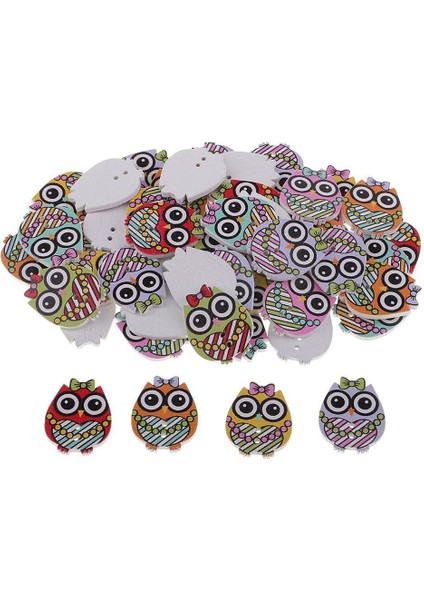 50PCS Sevimli Baykuş Ahşap Düğmeleri Uygun Dikiş Scrapbooking Dekorasyon El Sanatları 25MM (Yurt Dışından)