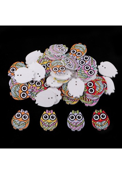 50PCS Sevimli Baykuş Ahşap Düğmeleri Uygun Dikiş Scrapbooking Dekorasyon El Sanatları 25MM (Yurt Dışından) fiyatları