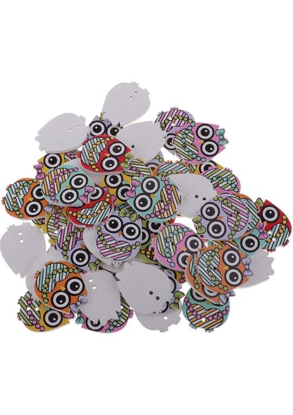50PCS Sevimli Baykuş Ahşap Düğmeleri Uygun Dikiş Scrapbooking Dekorasyon El Sanatları 25MM (Yurt Dışından) indirimleri