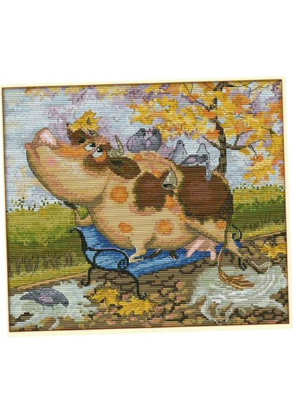 Inek Kuşlar Çapraz Dikiş Kitleri Sayılan Nakış Kiti Sanatsal Hobi Handikatif 14CT 34X31 cm (Yurt Dışından) modelleri