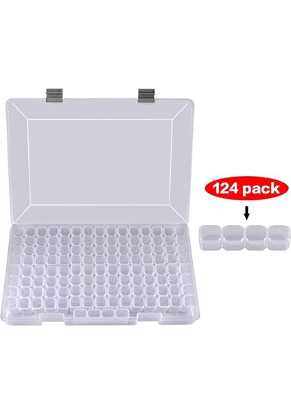 124 Izgaralar Plastik Elmas Saklama Kutusu Rhinestone Organizatör Konteyner Tutucu (Yurt Dışından)