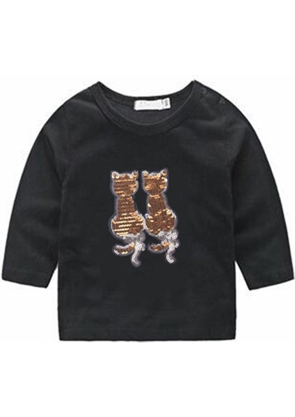 Iki Kedi Geri Dönüşümlü Değişim Renk Payetleri T-Shirt Kot Pantolon Için Yama Üzerinde Ütü Dikmek (Yurt Dışından) fırsatları