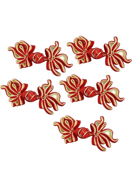5 Pairs Geleneksel Çince Düğüm Kurbağa Düğmesi Kapakları Kostüm Dekoru Goldfish Kırmızı Kayısı (Yurt Dışından)