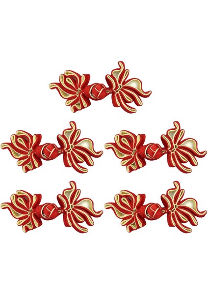 5 Pairs Geleneksel Çince Düğüm Kurbağa Düğmesi Kapakları Kostüm Dekoru Goldfish Kırmızı Kayısı (Yurt Dışından)