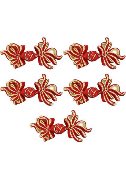 5 Pairs Geleneksel Çince Düğüm Kurbağa Düğmesi Kapakları Kostüm Dekoru Goldfish Kırmızı Kayısı (Yurt Dışından)