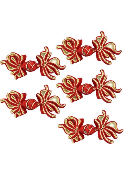 5 Pairs Geleneksel Çince Düğüm Kurbağa Düğmesi Kapakları Kostüm Dekoru Goldfish Kırmızı Kayısı (Yurt Dışından)