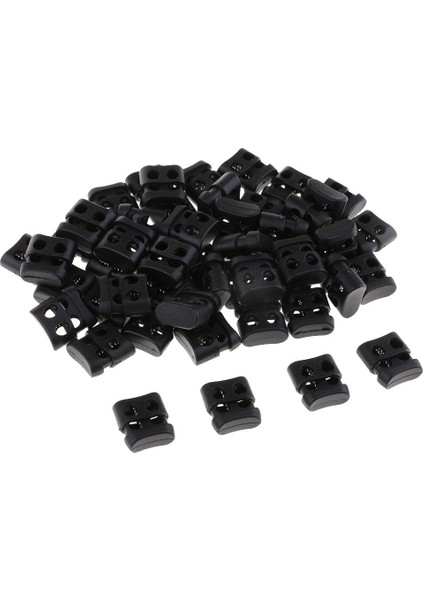 50PCS Plastik Çift Delikli Dize Kablosu Kilidi Bragtring Stop End Yay Düğmesi (Yurt Dışından)