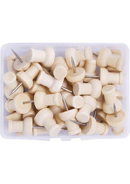 Ahşap Kafa Itme Pimi - 40 Paket - Dekoratif Başparmak Yapış Çelik Pimler El Sanatları (Yurt Dışından)