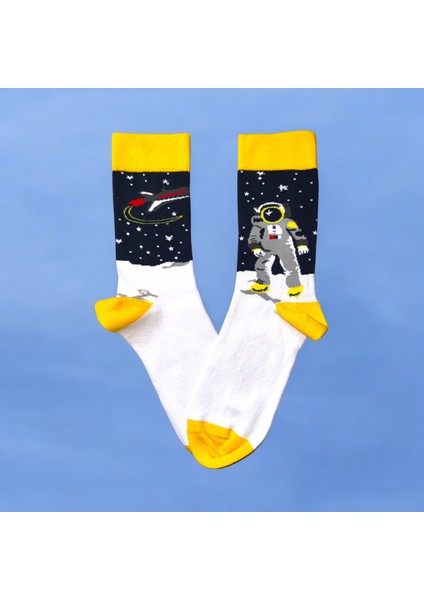 Sağ Sol Farklı Astronot - Uzay Desenli Çorap