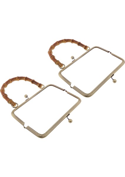 2x 20CM Metal Çerçeve Öpücük Toka Kilitli Çanta Çantası Için Bambu Kollu 20 cm Bronz+Bordo (Yurt Dışından)