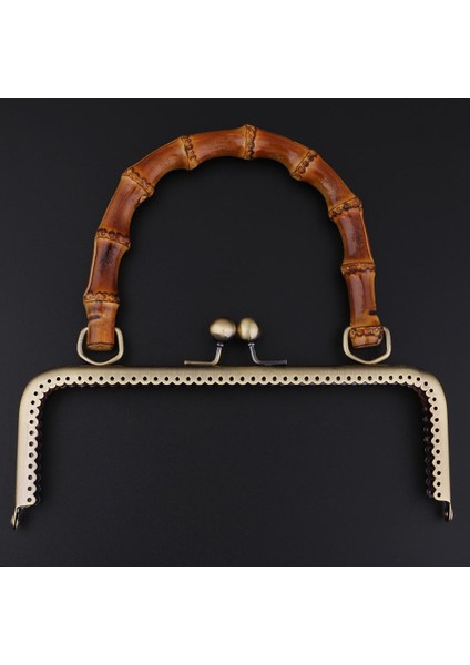 2x 20CM Metal Çerçeve Öpücük Toka Kilitli Çanta Çantası Için Bambu Kollu 20 cm Bronz+Bordo (Yurt Dışından) modelleri