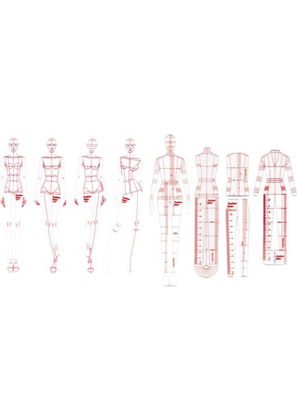 16PCS Moda Çizim Cetveli Set Şablon Sketch Squeenmaking (Yurt Dışından)