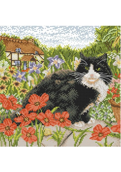 Çocuklar Dıy Sevimli Çiçek Kedi Çapraz Dikiş Kiti Önceden Baskılı Işi Dekoru 11CT (Yurt Dışından)