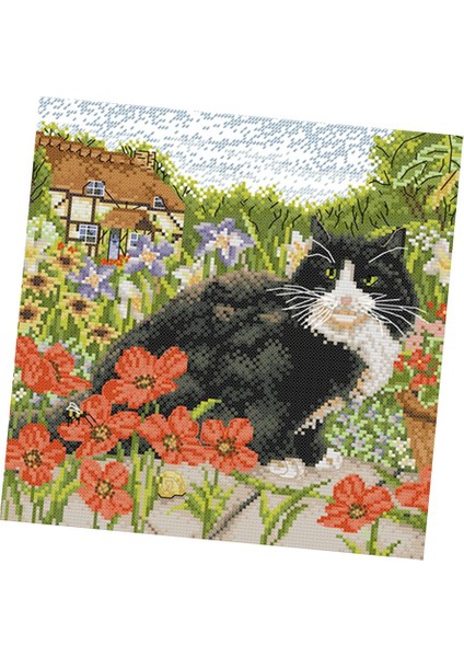 Çocuklar Dıy Sevimli Çiçek Kedi Çapraz Dikiş Kiti Önceden Baskılı Işi Dekoru 11CT (Yurt Dışından)
