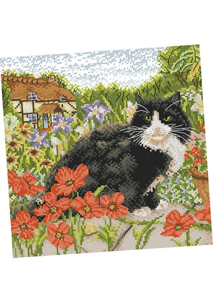 Çocuklar Dıy Sevimli Çiçek Kedi Çapraz Dikiş Kiti Önceden Baskılı Işi Dekoru 11CT (Yurt Dışından)