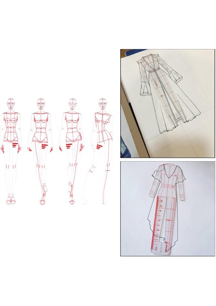 16PCS Moda Çizim Cetveli Set Şablon Sketch Squeenmaking (Yurt Dışından) modelleri