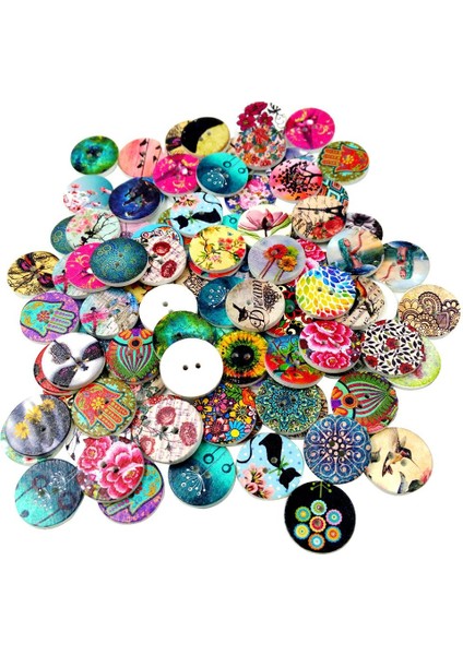 8X100PCS Ahşap 2 Delik Boyalı Dikiş Düğmeleri Zanaat Diy Scrapbooking 8 Adet (Yurt Dışından) fiyatları