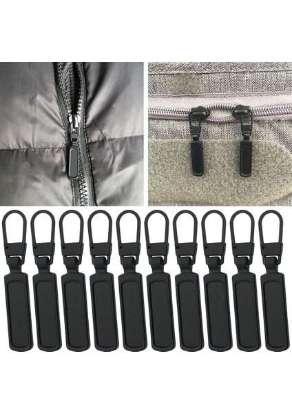 10 Pack Fermuar Çekme Çanta Bavul Etek Çanta Siyah Için Fermuar Kafaları (Yurt Dışından)