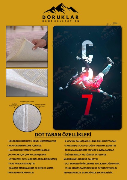 Kaymaz Taban Makinada Yıkanabilir Dijital Baskı Modern Desenli Çocuk Genç Odası Halısı Dot Taban Halı WLD08