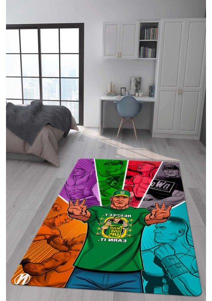 Kaymaz Taban Makinada Yıkanabilir Dijital Baskı Modern Desenli Çocuk Genç Odası Halısı Dot Taban Halı WLD30