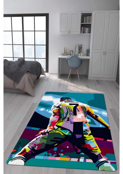 Kaymaz Taban Makinada Yıkanabilir Dijital Baskı Modern Desenli Çocuk Genç Odası Halısı Dot Taban Halı WLD05