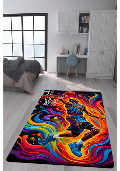Kaymaz Taban Makinada Yıkanabilir Dijital Baskı Modern Desenli Çocuk Genç Odası Halısı Dot Taban Halı WLD28