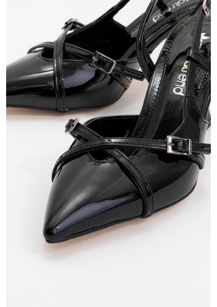 Kadın Sivri Burunlu Topuklu Ayakkabı Siyah Rugan modelleri