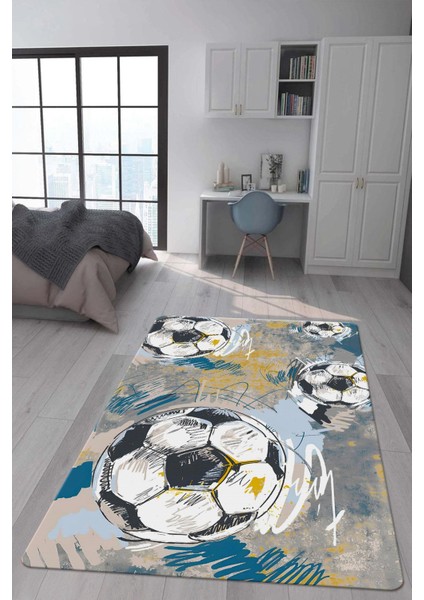Kaymaz Taban Makinada Yıkanabilir Dijital Baskı Modern Desenli Çocuk Genç Odası Halısı Dot Taban Halı WLD01