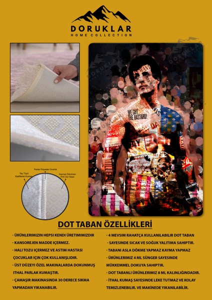 Kaymaz Taban Makinada Yıkanabilir Dijital Baskı Modern Desenli Çocuk Genç Odası Halısı Dot Taban Halı WLD21