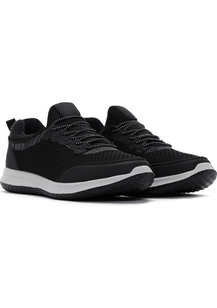 Zero Erkek Siyah Bağcıklı Kalın Tabanlı Kumaş Sneaker 25SFD69046F