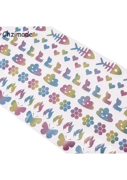 SYP0050-07 Tarzı Chzimade 1MX3CM Renkli Kelebek Kalp Yansıtıcı Etiket Bantları Isı Transferli Vinil Film Demir On Konfeksiyon Dikiş El Sanatları (Yurt Dışından) fırsatları