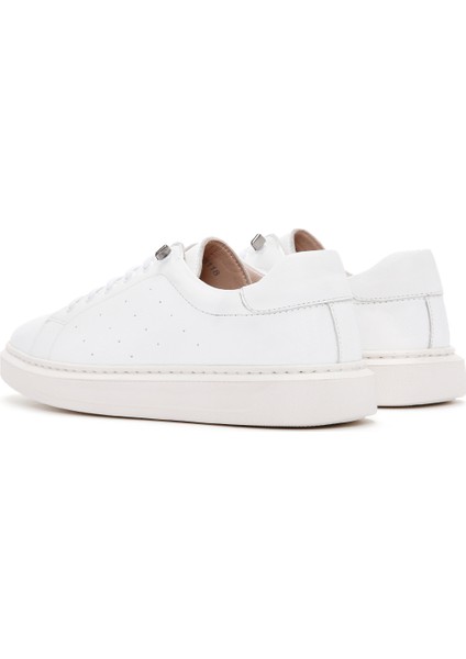 Kadın Beyaz Bağcıklı Deri Sneaker 25SFD500718