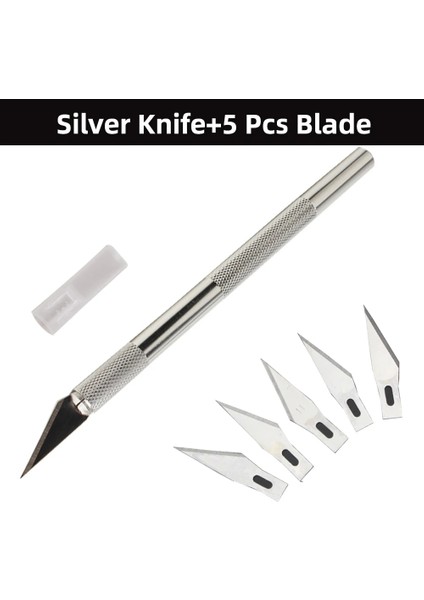 Gümüş Tarzı Sanat Kesme Aleti Zanaat Kesme Bıçak Alüminyum Alaşımlı Ahşap Kesici Oyma Bıçağı Kağıt Kesici Zanaat Dikiş Aksesuarları Kesme Aletleri (Yurt Dışından)