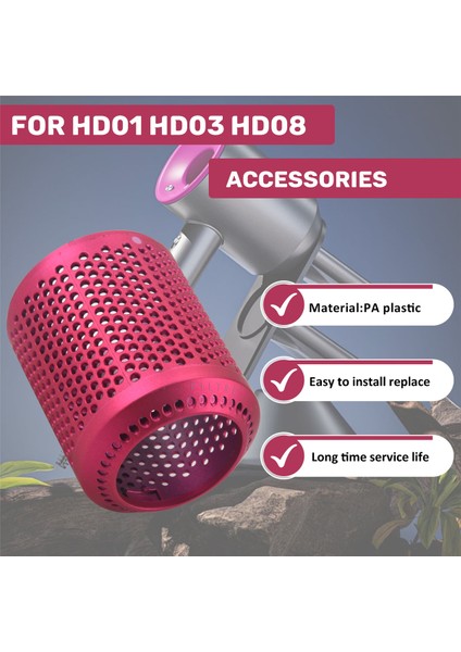 Saç Kurutma Makinesi HD01 HD03 HD08 Toz Geçirmez Dış Filtre Kapağı Elektrikli Süpürge Aksesuarları Gül Kırmızısı Için Uygundur (Yurt Dışından) indirimleri