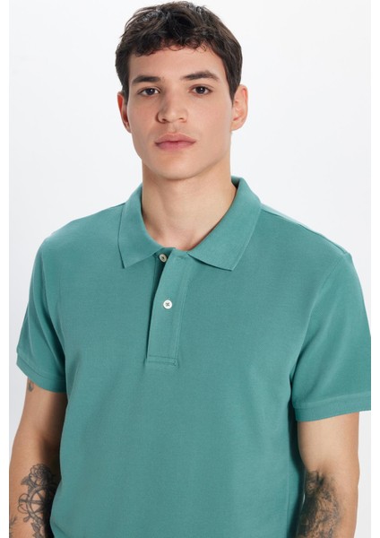 Erkek Slim Fit Dar Kesim %100 Pamuk Yeşil Polo Yaka Tişört fiyatları