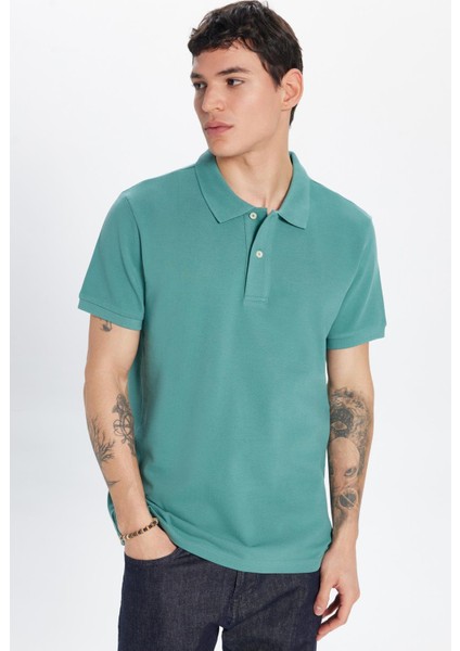 Erkek Slim Fit Dar Kesim %100 Pamuk Yeşil Polo Yaka Tişört modelleri