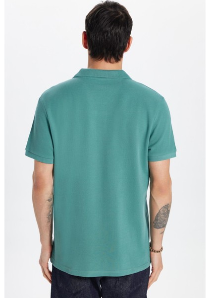 Erkek Slim Fit Dar Kesim %100 Pamuk Yeşil Polo Yaka Tişört indirimleri