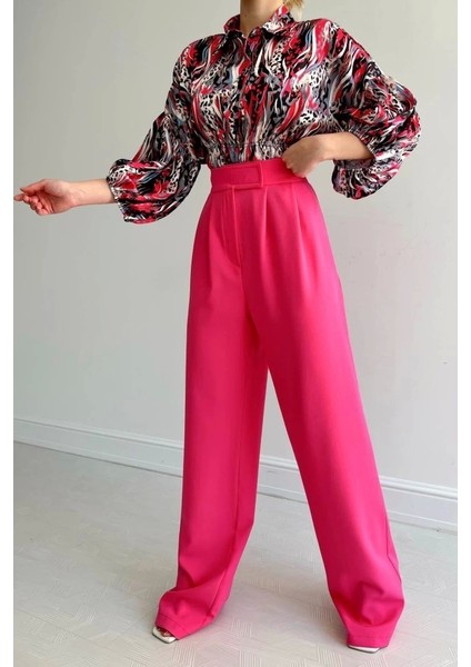 Beli Lastikli Saten Gömlek - Fuşya fiyatları