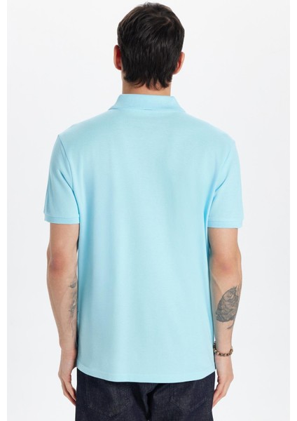 Erkek Slim Fit Dar Kesim %100 Pamuk Mavi Polo Yaka Tişört indirimleri