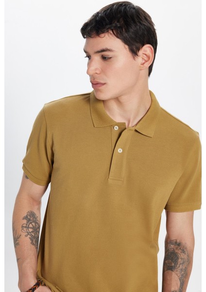 Erkek Slim Fit Dar Kesim %100 Pamuk Vizon Polo Yaka Tişört fiyatları
