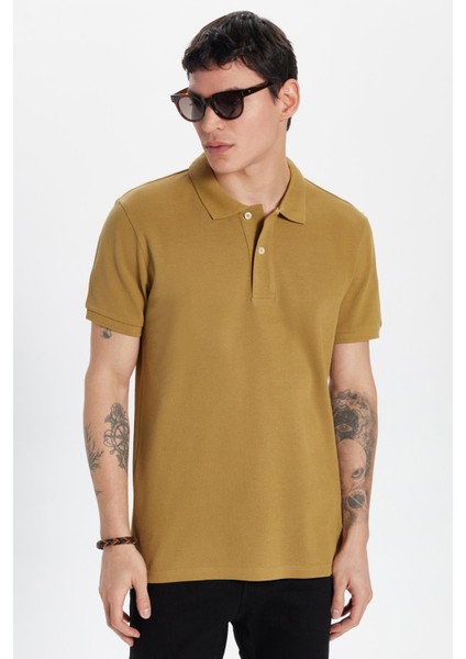 Erkek Slim Fit Dar Kesim %100 Pamuk Vizon Polo Yaka Tişört modelleri