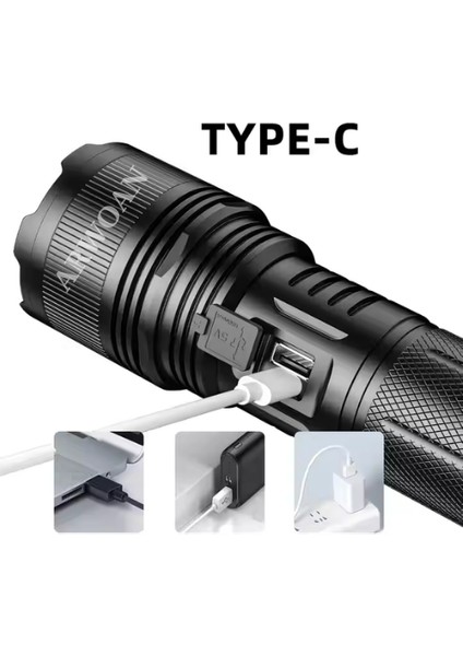 40W Süper Güçlü 2000 Lümen Beyaz Lazer Uzun Mesafe Torch El Feneri ile LCD Ekran