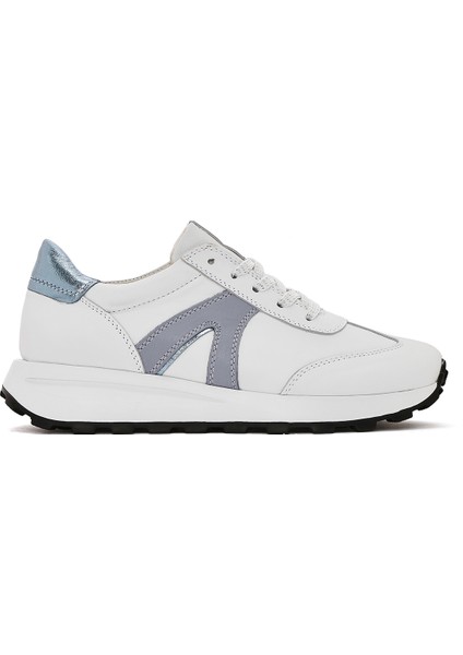 Kadın Beyaz Bağcıklı Deri Sneaker 25SFD372218