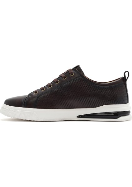 Erkek Kahverengi Bağcıklı Deri Sneaker 25SFD692518